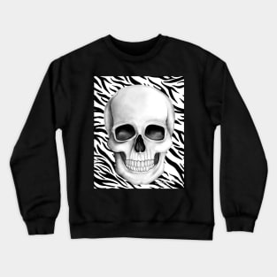 Skull (On Zebra Print Background) Crewneck Sweatshirt